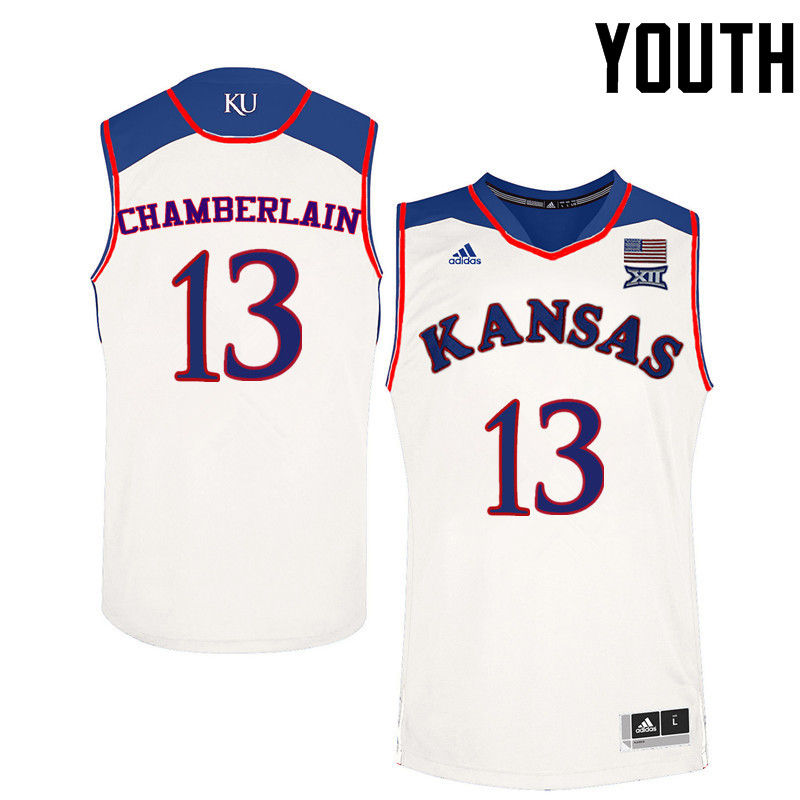 Youth Kansas Jayhawks #13 Wilt Chamberlain College Basketball Jerseys-White